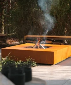 Rund eller firkantet bålsted / ildsted i corten stål - Bålgrill M/U grillrist