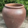 Rund konisk udendørs ironstone havekrukke i stentøj - H.66xØ.66cm