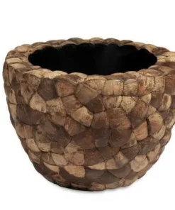 Rund krukke med coconut skaller - Ø.55cm