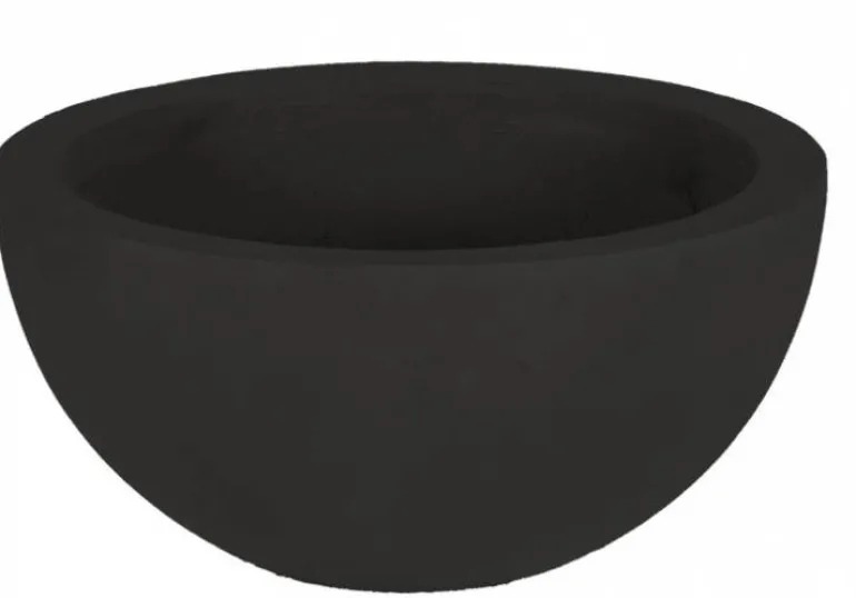 Rund lav fiber krukke / Plante bowle / sort + sandgrå