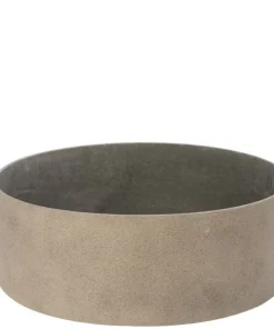 Rund lav rockstone plantepotte Ø.40cm - Sand + Sort + Grå