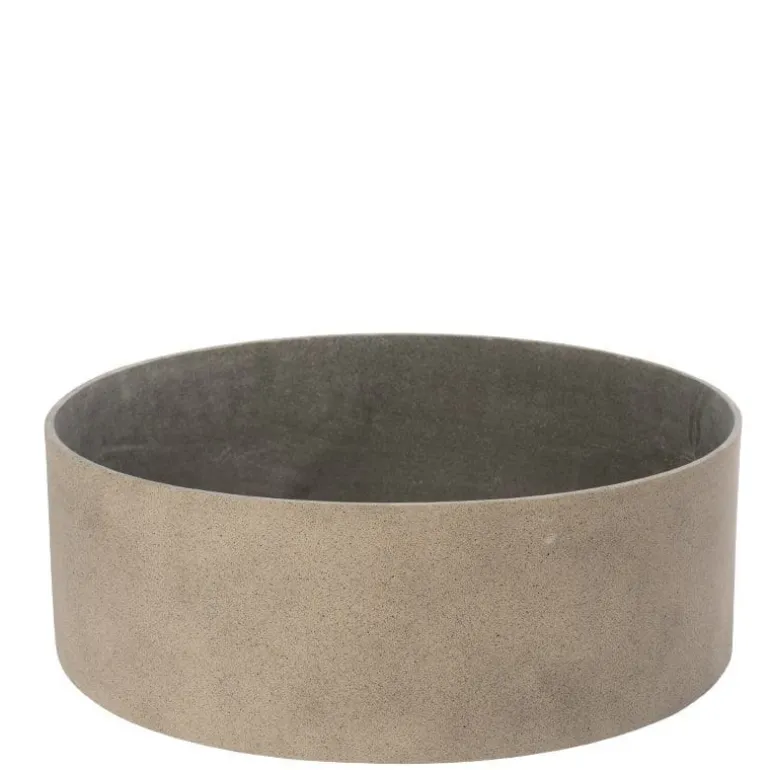 Rund lav rockstone plantepotte Ø.40cm - Sand + Sort + Grå