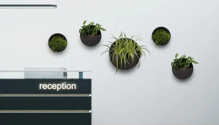 Rund vægampel / vægkrukke til planter og blomster - 3 størrelser - Sort + Hvid