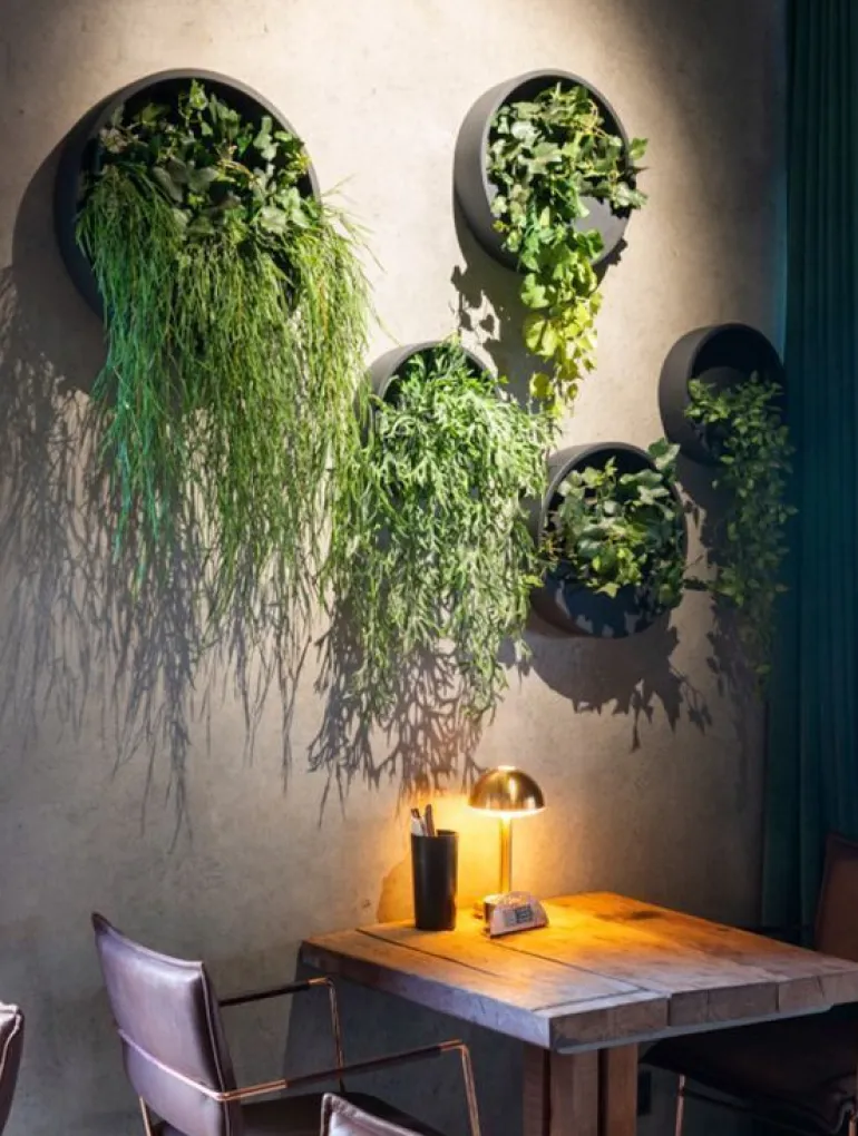 Rund vægampel / vægkrukke til planter og blomster - 3 størrelser - Sort + Hvid
