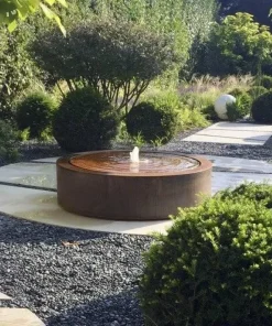 Runde Eksklusive Corten Stål Vandborde / Havefontæner - H.75cm