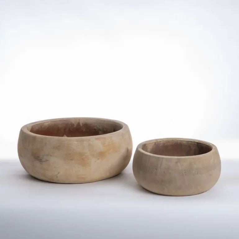 Runde lave plantebowler i lys Terracotta - Ø.32 + Ø.46