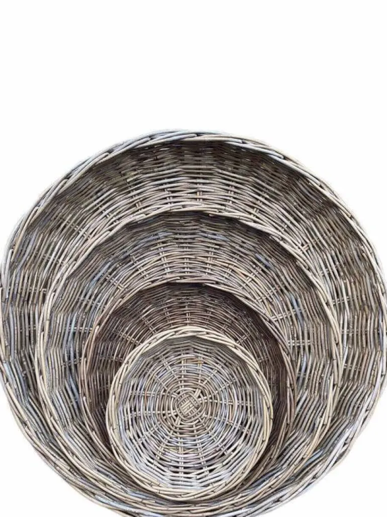 Runde rattan bakker / fade / bowler - sæt 4stk op til Ø.110cm