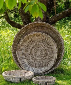 Runde rattan bakker / fade / bowler - sæt 4stk op til Ø.110cm