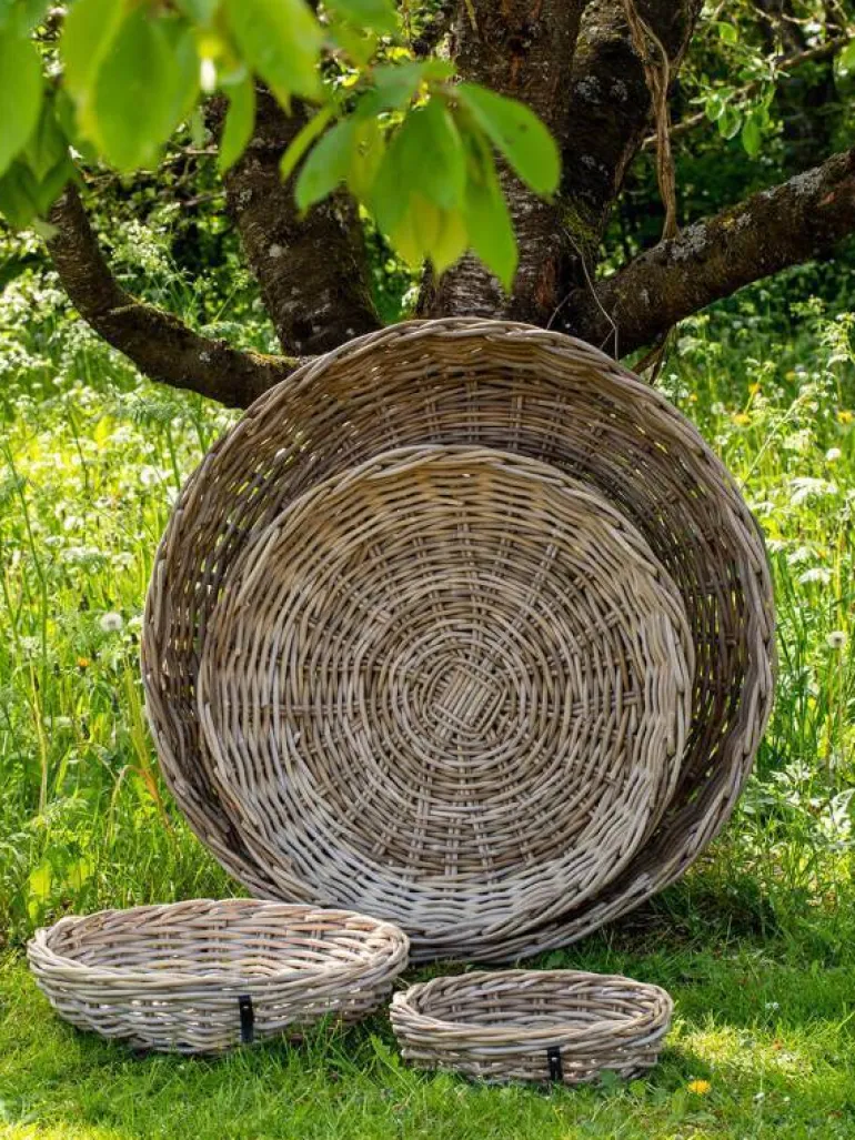Runde rattan bakker / fade / bowler - sæt 4stk op til Ø.110cm
