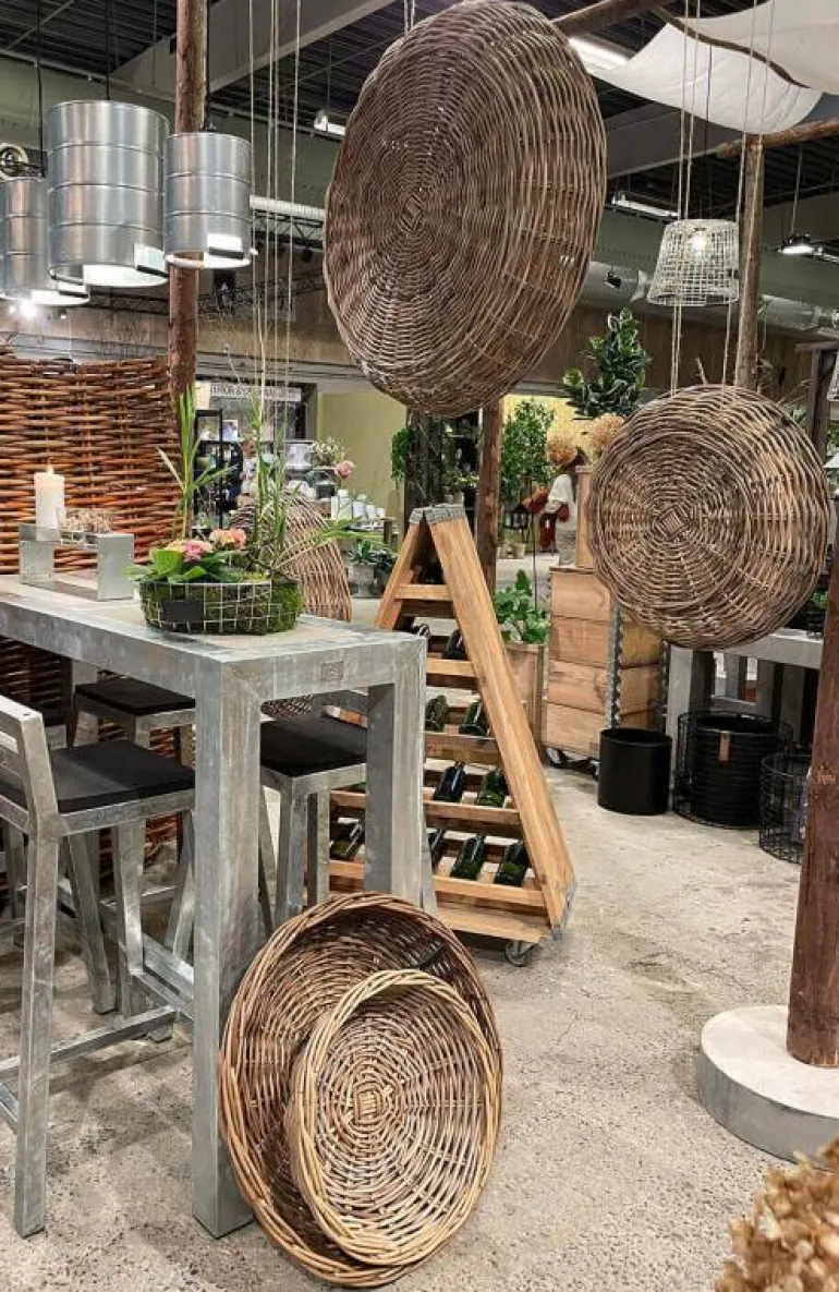 Runde rattan bakker / fade / bowler - sæt 4stk op til Ø.110cm