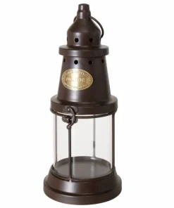 Runde retro lanterner med glas og emblem - 2str.