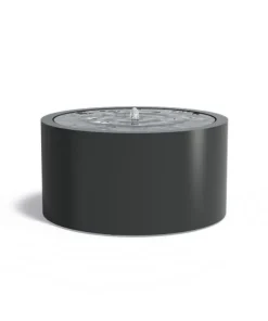 Runde vandbassiner / vandfontæner i aluminium med LED lys - H.75cm