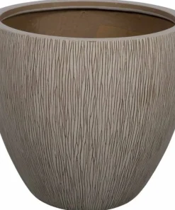 Sandstone plantepotter i fiberstone med mønster / striber