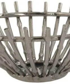 Skål / Frugtfad med stænger i rå aluminium - Ø.35cm