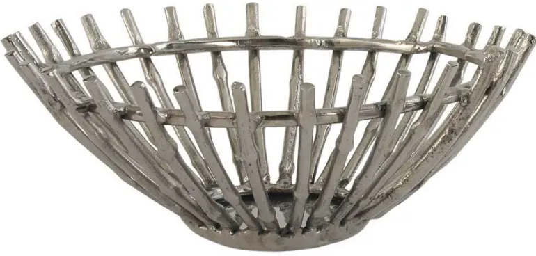 Skål / Frugtfad med stænger i rå aluminium - Ø.35cm