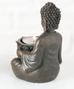 Små Buddha fyrfadslysestager i brun antik / 3stk