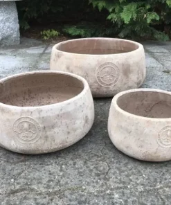 Små lave terracotta krukker i sæt med 3stk