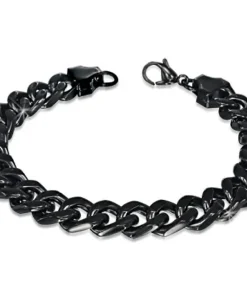 Sort cuban link stålarmbånd til mænd 9mm