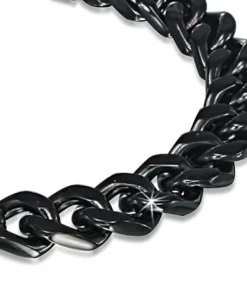 Sort cuban link stålarmbånd til mænd 9mm