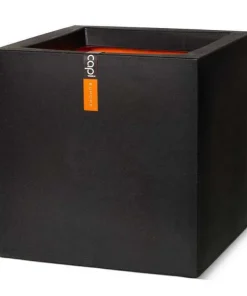 Sort glat firkantet kubisk krukke smooth black - Livstidsgaranti