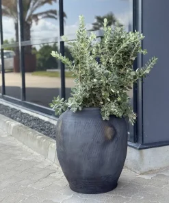 Sort/Grå Vintage Lerkrukke - H.52cm + H.71cm