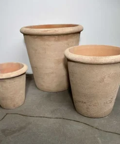 Sæt med 3stk antikbehandlede Terracotta potter - H.23+30+38cm