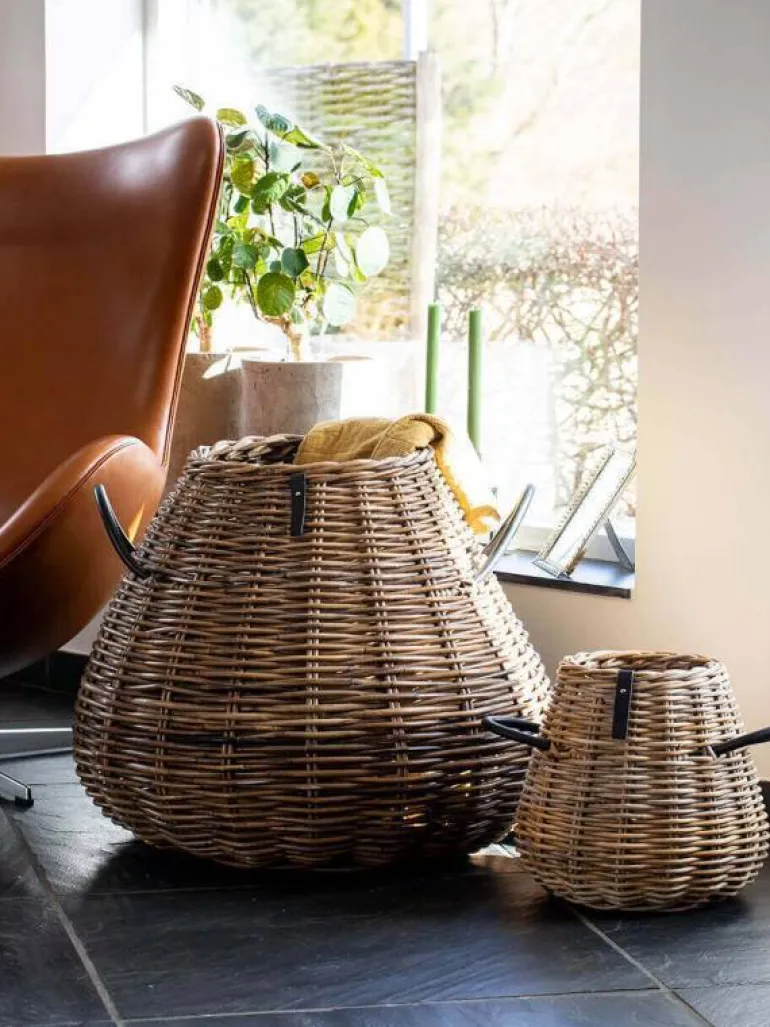 Sæt med 5stk koniske rattan krukker i pæreform - udendørs / Indendørs