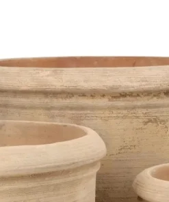 3stk runde Terracotta lerkrukker - antik choko vintage - Ø.55cm