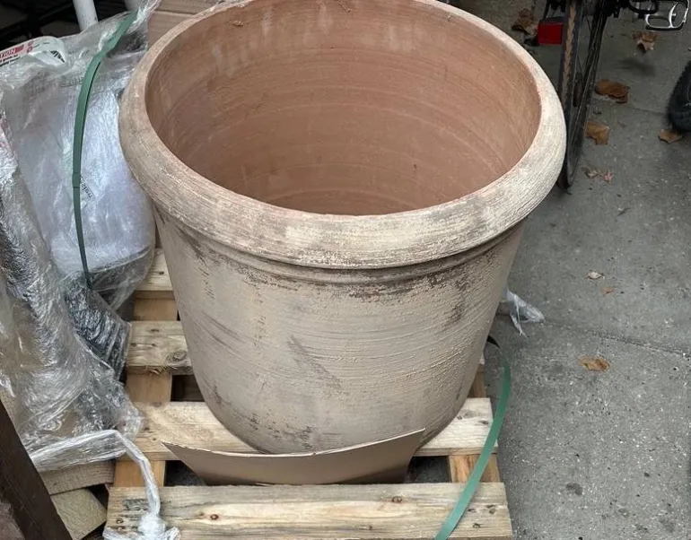 3stk runde Terracotta lerkrukker - antik choko vintage - Ø.55cm