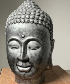 Stor Buddha Hoved - 65cm - sølv eller koks
