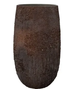 Stor H.90xØ.50cm rustik krukke med møster - Sandgrå eller Brun