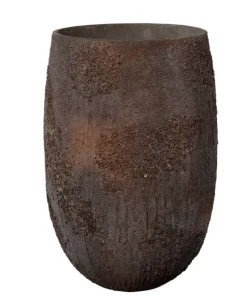 Stor H.75xØ.50cm rustik krukke med lava mønster - Sandgrå eller Brun