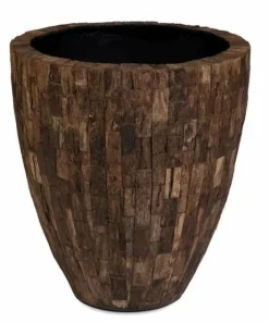 Stor indendørs konisk krukke i cemani træ - Ø.60cm