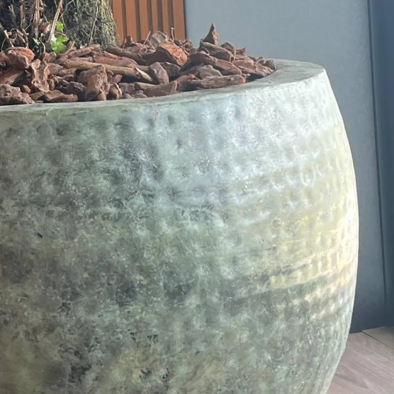 Stor krukke i hammered metal - Mystic Green - 3 størrelser