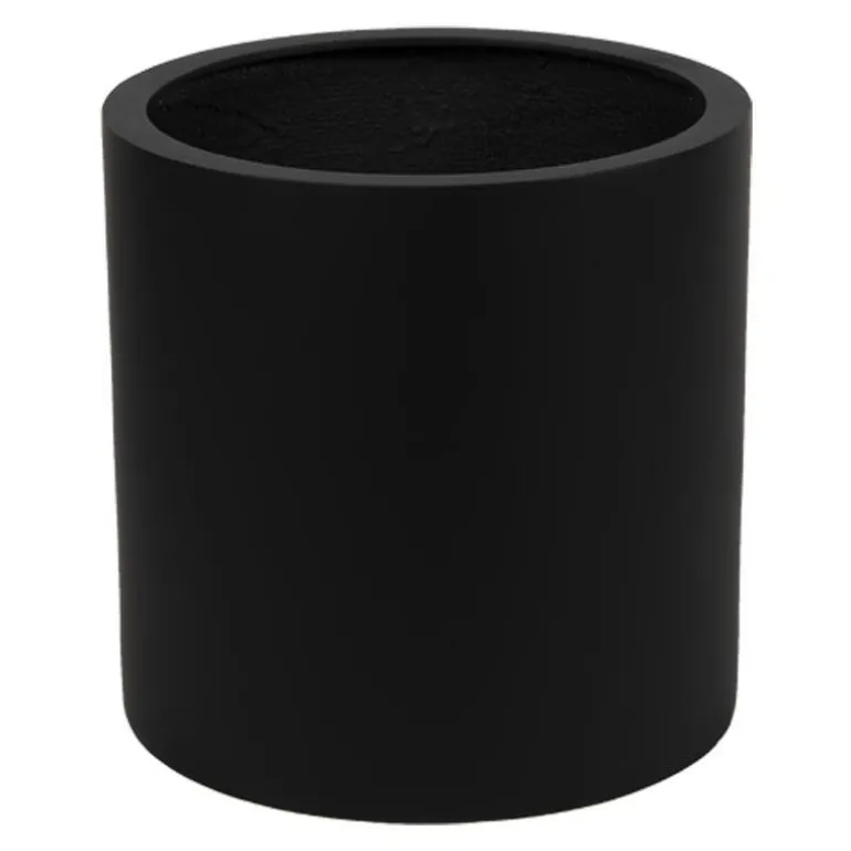 Stor rund sort eller grå cylinder krukke i fiberstone / Ø.30 + Ø.40cm + Ø.50cm + Ø.60cm