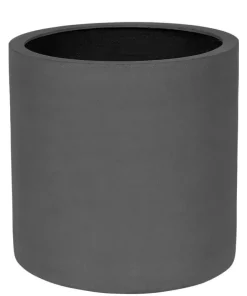 Stor rund sort eller grå cylinder krukke i fiberstone / Ø.30 + Ø.40cm + Ø.50cm + Ø.60cm
