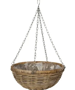 Store ampler / hængepotter i rattan med kæder - 4 størrelser
