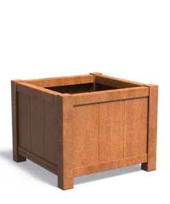 Store firkantede plantekasser i corten stål med fødder / 80x80 eller 100x100