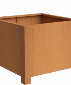 Store firkantede rust krukker i stål med fødder