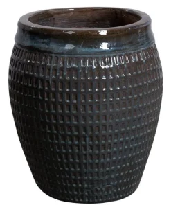 Store glaserede krukker i keramik - misty blue - op til Ø.81xH.81cm