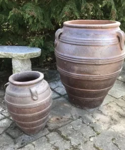 Store hårdtbrændte ironstone Lerkrukker / keramik krukker i sæt