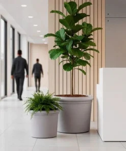 Store krukker i fiber concrete / cementfarve - op til Ø.85cm