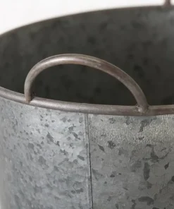 Store ovale zink potter / baljer med håndtag - Sæt