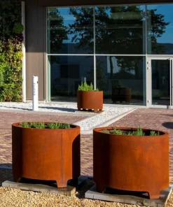 Store Runde Corten Stål Krukker med fødder