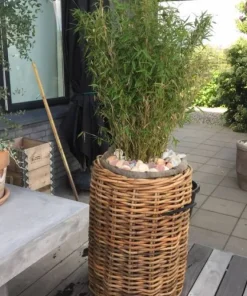 Store runde flettede rattan kurve / krukker - M/U Hjul