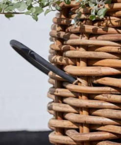 Store runde flettede rattan kurve / krukker - M/U Hjul