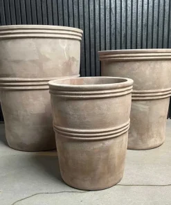 Terracotta krukker i sæt - 3stk i lys choko