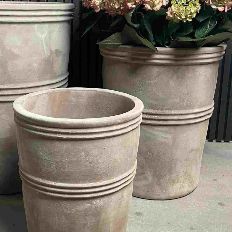 Terracotta krukker i sæt - 3stk i lys choko