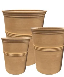 Terracotta krukker med bånd i sæt - 3stk