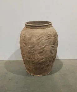 Terracotta Lerkrukke med mønster H.50xØ.37